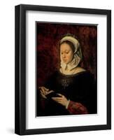 Young Woman Reading a Book of Hours-Ambrosius Benson-Framed Giclee Print