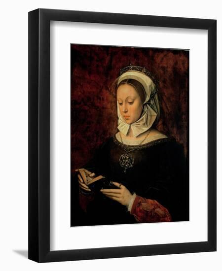 Young Woman Reading a Book of Hours-Ambrosius Benson-Framed Giclee Print