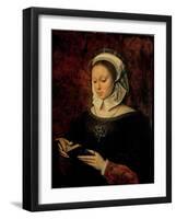 Young Woman Reading a Book of Hours-Ambrosius Benson-Framed Giclee Print