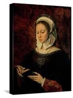 Young Woman Reading a Book of Hours-Ambrosius Benson-Stretched Canvas