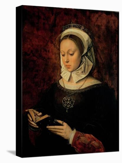 Young Woman Reading a Book of Hours-Ambrosius Benson-Stretched Canvas