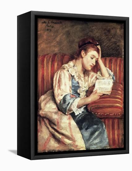 Young Woman Reading-Mary Cassatt-Framed Stretched Canvas