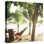 Young Woman Relaxes on Avellans Beach, Costa Rica, Central America-Aaron McCoy-Stretched Canvas