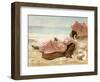 Young Woman Relaxing on the Beach, 1890s-null-Framed Giclee Print