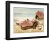 Young Woman Relaxing on the Beach, 1890s-null-Framed Giclee Print