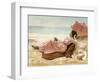 Young Woman Relaxing on the Beach, 1890s-null-Framed Giclee Print