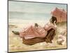 Young Woman Relaxing on the Beach, 1890s-null-Mounted Giclee Print