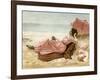 Young Woman Relaxing on the Beach, 1890s-null-Framed Giclee Print