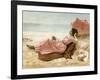 Young Woman Relaxing on the Beach, 1890s-null-Framed Giclee Print