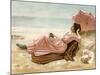 Young Woman Relaxing on the Beach, 1890s-null-Mounted Giclee Print