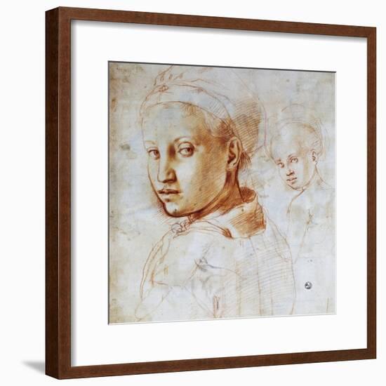 Young Woman's Head, by Agnolo Bronzino (1503-1572), Italy, 16th Century-null-Framed Giclee Print