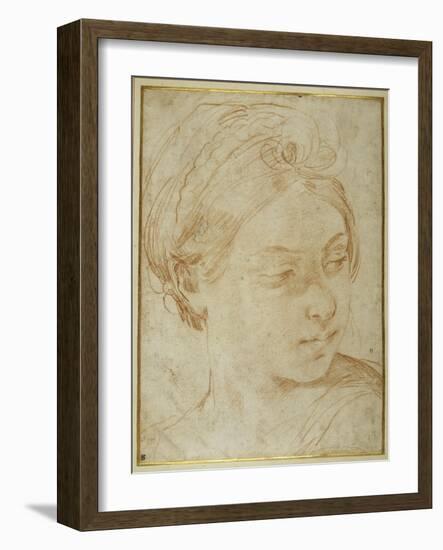 Young Woman's Head, Turned to Glance over Her Left Shoulder-Guido Reni-Framed Giclee Print