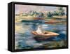 Young Woman Seated in a Rowboat by Renoir-Pierre Auguste Renoir-Framed Stretched Canvas