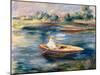 Young Woman Seated in a Rowboat by Renoir-Pierre Auguste Renoir-Mounted Giclee Print