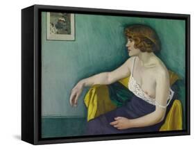 Young Woman Seated in Profile, 1914-Félix Vallotton-Framed Stretched Canvas