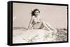 Young Woman Seated on Sand Dune-Bettmann-Framed Stretched Canvas