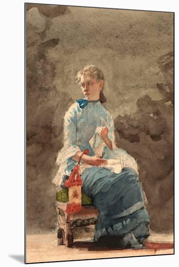 Young Woman Sewing. Dated: 1876. Dimensions: sheet: 24.77 × 20 cm (9 3/4 × 7 7/8 in.). Medium: w...-Winslow Homer-Mounted Poster