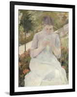 Young Woman Sewing in the Garden, 1880-1882-Mary Cassatt-Framed Giclee Print