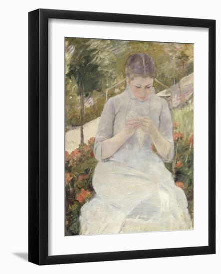 Young Woman Sewing in the Garden, 1880-1882-Mary Cassatt-Framed Giclee Print