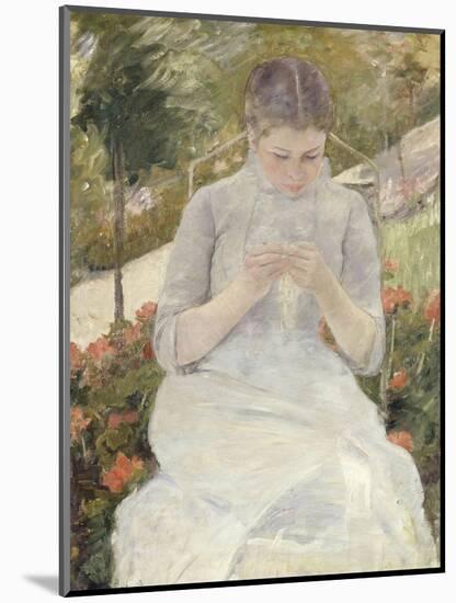 Young Woman Sewing in the Garden, 1880-1882-Mary Cassatt-Mounted Giclee Print