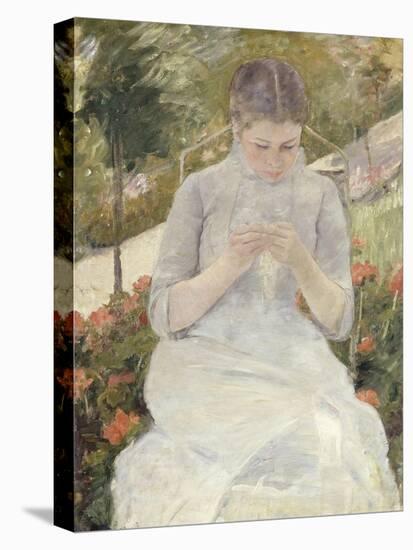 Young Woman Sewing in the Garden, 1880-1882-Mary Cassatt-Stretched Canvas