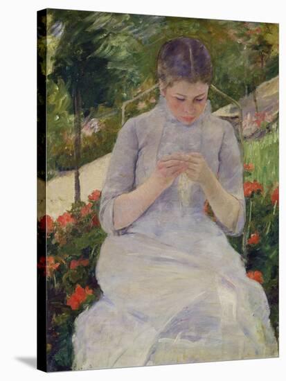 Young Woman Sewing in the Garden, ca. 1880/82-Mary Cassatt-Stretched Canvas