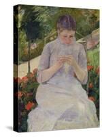 Young Woman Sewing in the Garden, ca. 1880/82-Mary Cassatt-Stretched Canvas