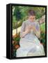 Young Woman Sewing in the Garden, circa 1880-82-Mary Cassatt-Framed Stretched Canvas