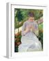 Young Woman Sewing in the Garden, circa 1880-82-Mary Cassatt-Framed Giclee Print