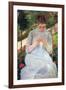 Young Woman Sewing In The Garden-Mary Cassatt-Framed Art Print