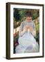 Young Woman Sewing In The Garden-Mary Cassatt-Framed Art Print