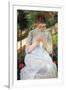 Young Woman Sewing In The Garden-Mary Cassatt-Framed Art Print