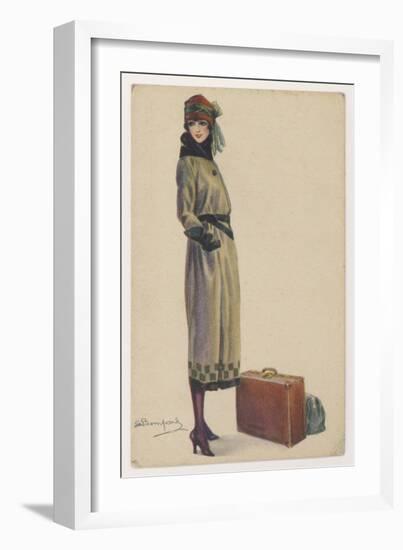 Young Woman Showing the Barrel-Line Silhouette of the Period-Luigi Bompard-Framed Art Print