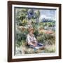 Young Woman Sitting in a Meadow-Pierre-Auguste Renoir-Framed Giclee Print