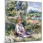 Young Woman Sitting in a Meadow-Pierre-Auguste Renoir-Mounted Giclee Print