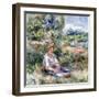 Young Woman Sitting in a Meadow-Pierre-Auguste Renoir-Framed Giclee Print