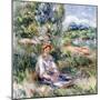 Young Woman Sitting in a Meadow-Pierre-Auguste Renoir-Mounted Giclee Print