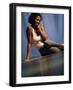Young Woman Sitting on the Floor Smiling-null-Framed Photographic Print