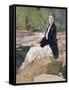 Young Woman Sitting upon Rocks-Harry Watson-Framed Stretched Canvas