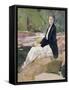 Young Woman Sitting upon Rocks-Harry Watson-Framed Stretched Canvas