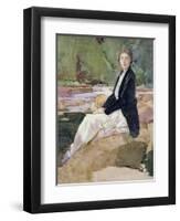 Young Woman Sitting upon Rocks-Harry Watson-Framed Giclee Print