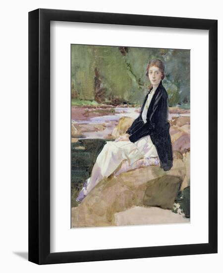 Young Woman Sitting upon Rocks-Harry Watson-Framed Giclee Print