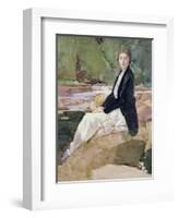 Young Woman Sitting upon Rocks-Harry Watson-Framed Giclee Print