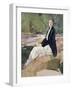 Young Woman Sitting upon Rocks-Harry Watson-Framed Giclee Print