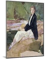 Young Woman Sitting upon Rocks-Harry Watson-Mounted Giclee Print