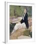 Young Woman Sitting upon Rocks-Harry Watson-Framed Giclee Print