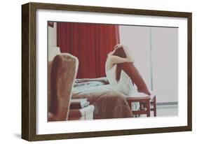 Young Woman Sitting with Head Covered-Carolina Hernandez-Framed Photographic Print