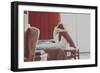 Young Woman Sitting with Head Covered-Carolina Hernandez-Framed Photographic Print