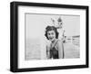 Young Woman Smiles and Sits on a Swimming Pier, Ca. 1938-null-Framed Photographic Print