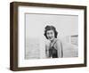 Young Woman Smiles and Sits on a Swimming Pier, Ca. 1938-null-Framed Photographic Print